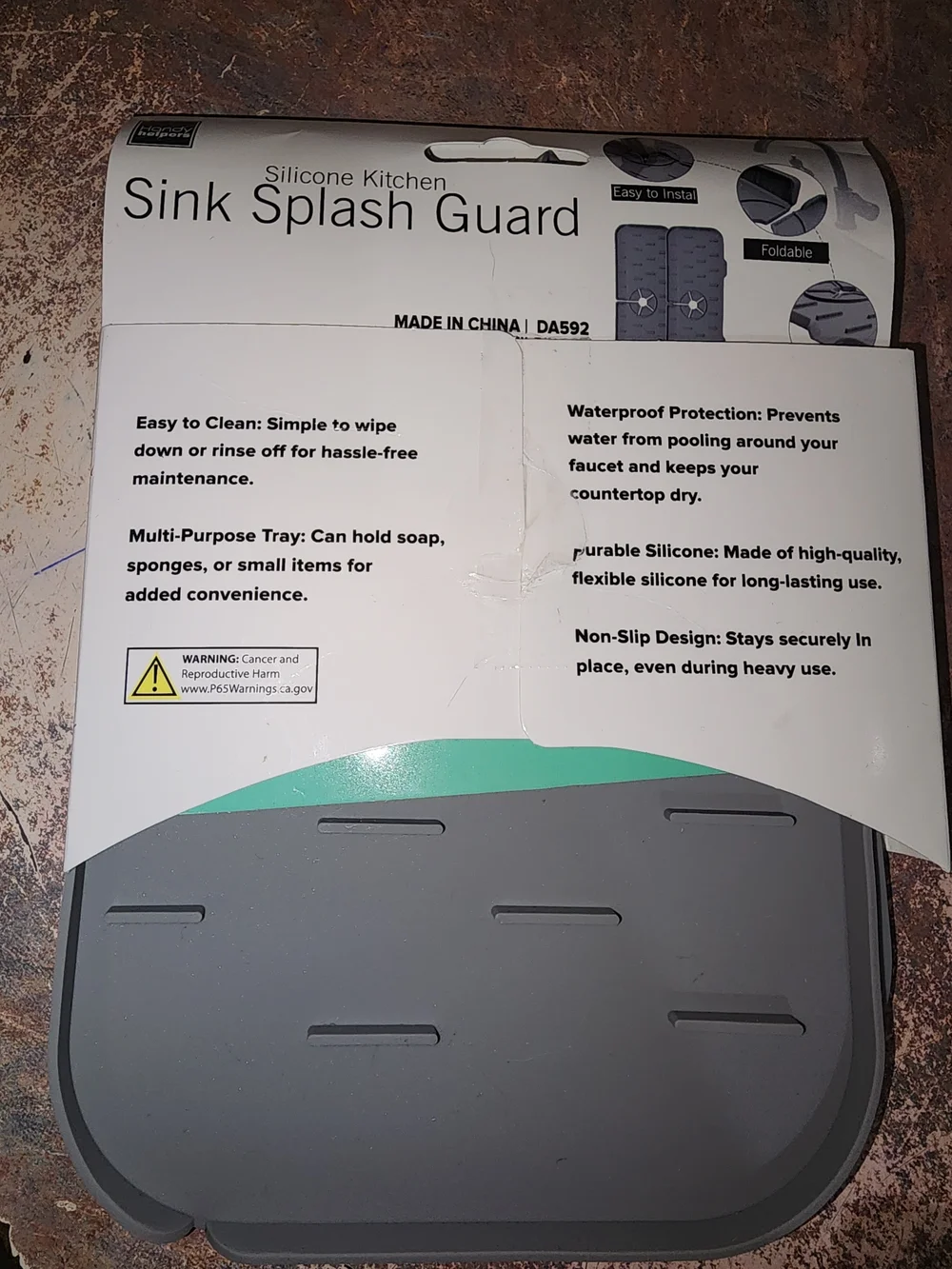 Source Unknown Silicone Kitchen Sink Splash Guard - Gray